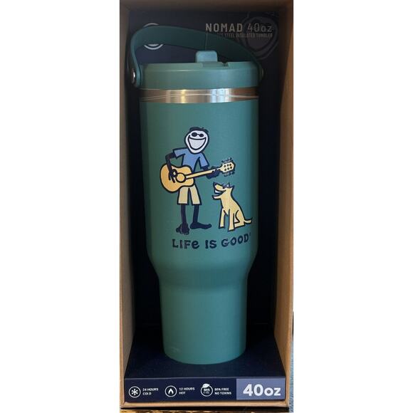 Life Is Good Nomad Guitar Man & Dog 40 Oz Insulated Stainless Steel Tumbler. - Picture 1 of 1